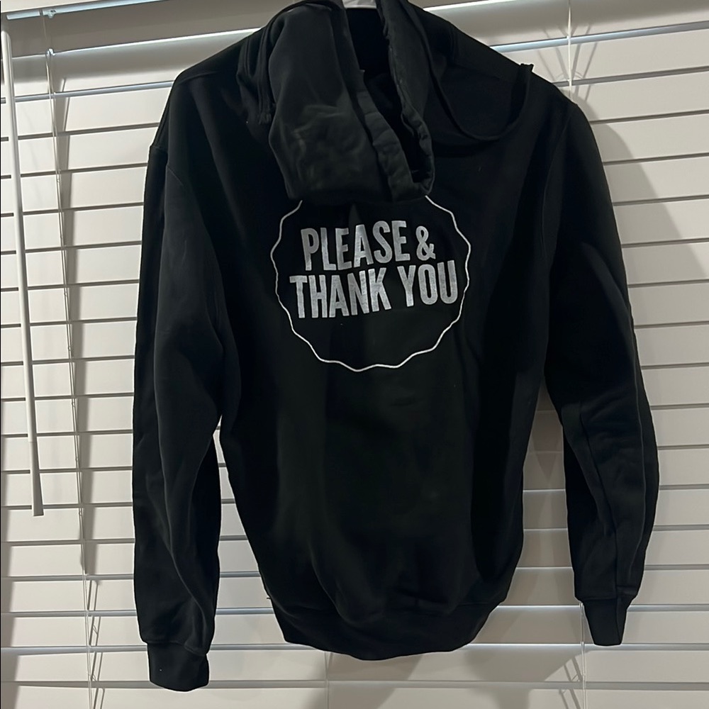 Black Hoodie with 'Please & Thank You' Print